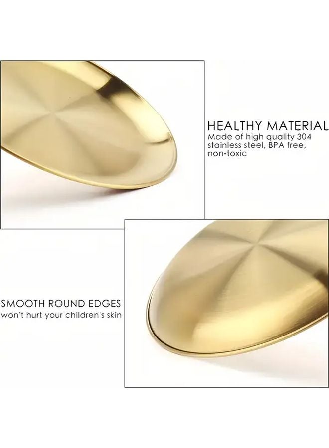 Golden Stainless Steel Dinner Plates Set Of 3 Round Metal Serving Dishes For Home Kitchen Outdoor Camping BBQ - Image 2